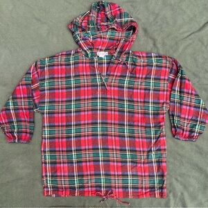Red Plaid Hooded Long Sleeve